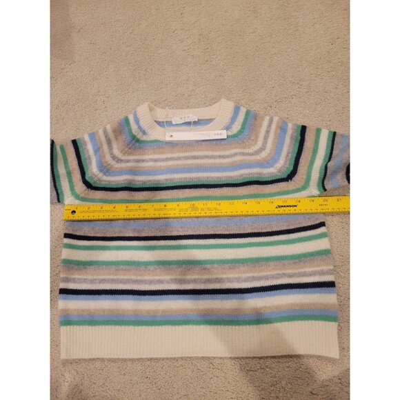 NWT One Grey Day Sloane Striped 100% Cashmere Pullover Sweater Women Size Medium - Picture 3 of 7